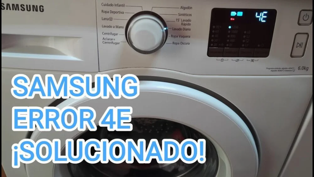 Significado del código 4E en lavadoras Samsung