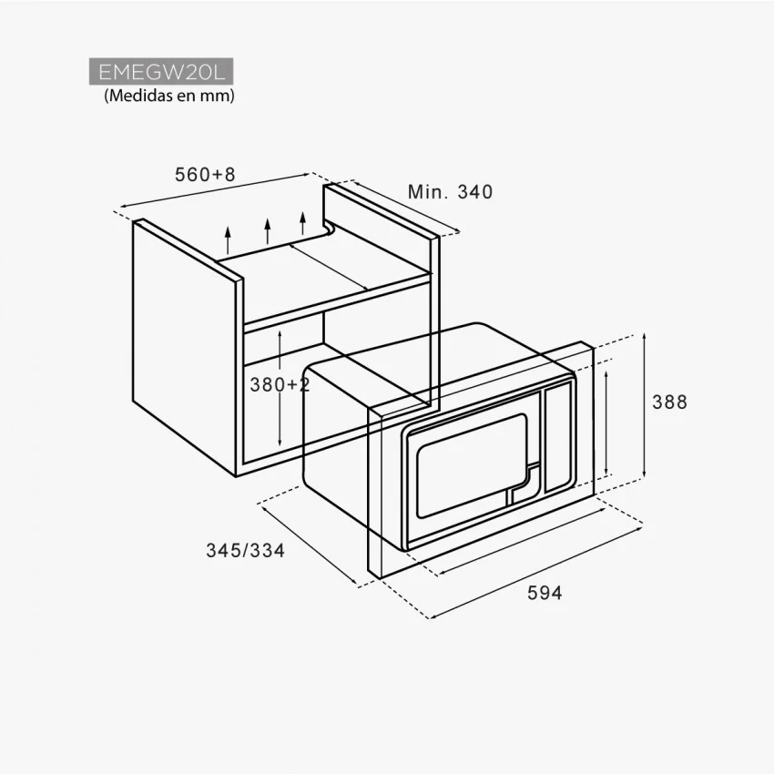 Las dimensiones del microondas más grande disponible