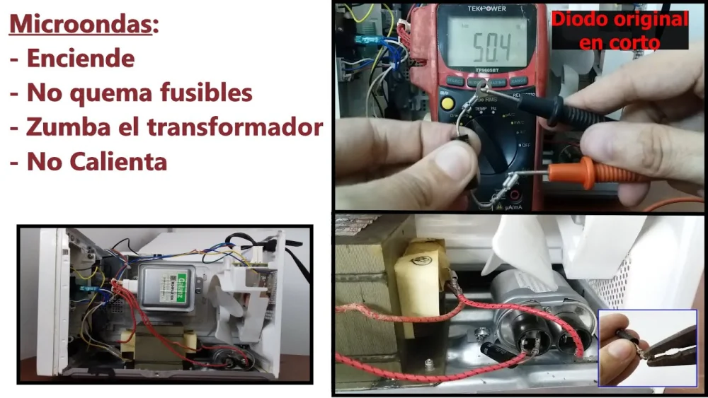 Qué sucede si el diodo del microondas está averiado