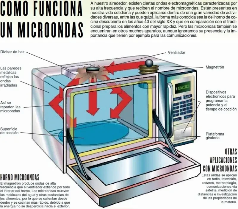 Mecanismo de funcionamiento de un microondas: todo lo que necesitas saber