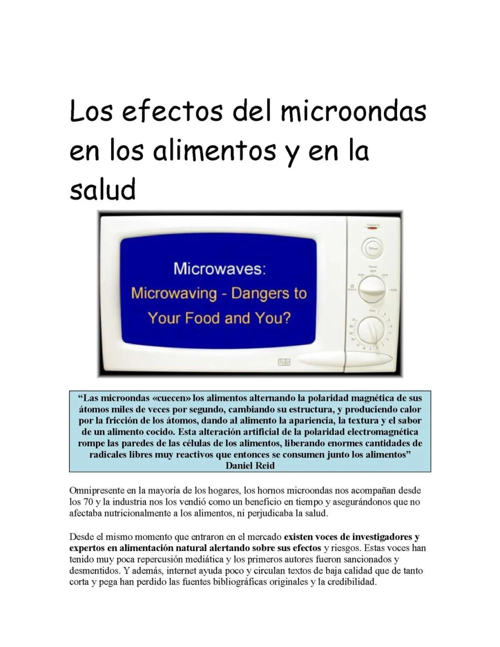 Consecuencias de usar el microondas