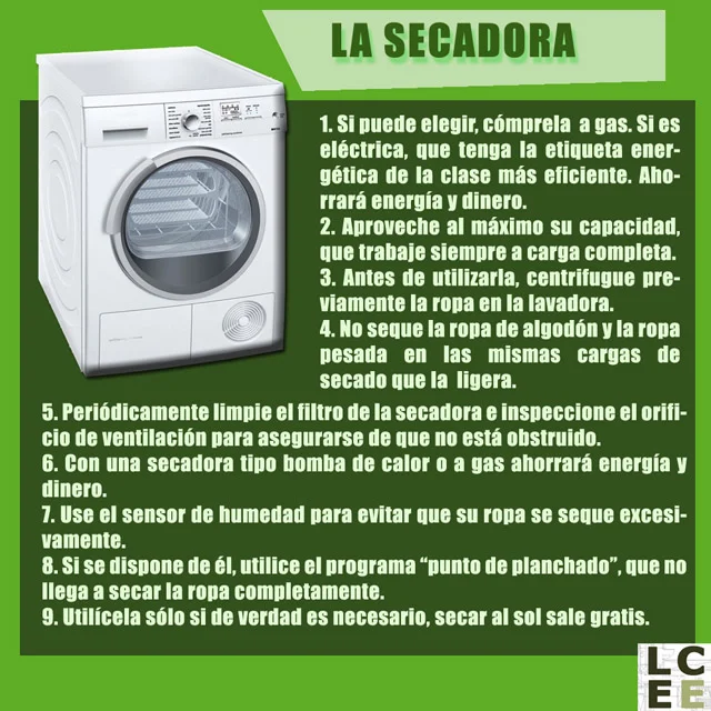 Ahorro energético de una secadora clase B
