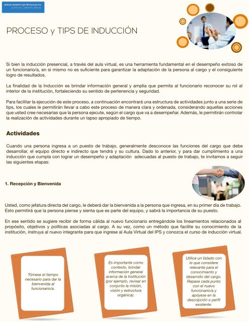 Responsabilidades en la realización de la inducción